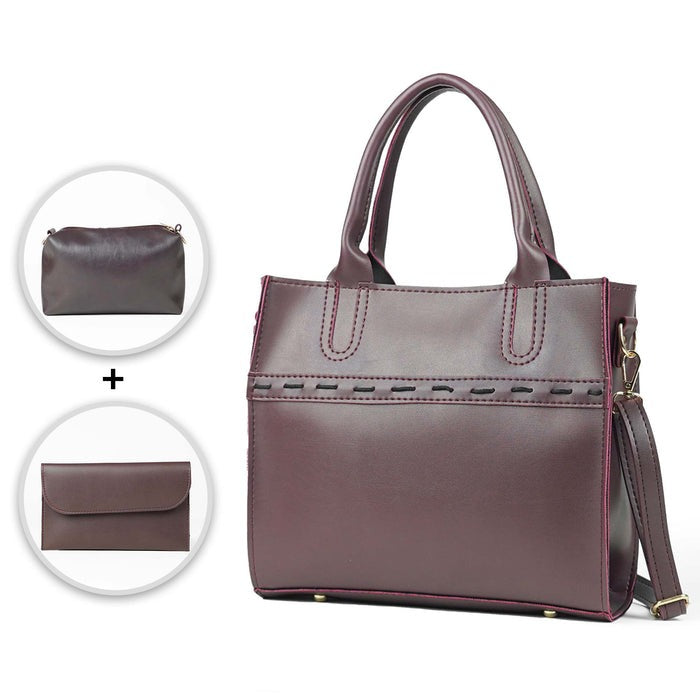 Gulnār – 3-Piece Shoulder Bag Set (Maroon)