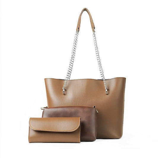 Brandy – 3-Piece Tote Set (Brown)